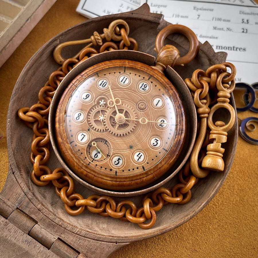 wooden pocket watch